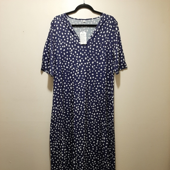Long blue and white polka dot dress. - Picture 2 of 3